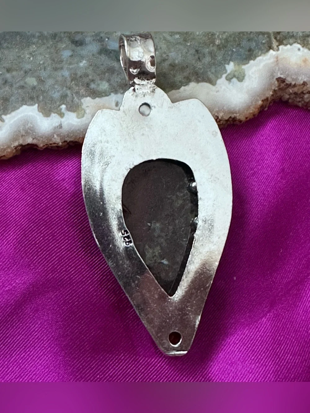 Artisan Silver Dragon Blood Stone  Pendant with Pearl and Coral Accent